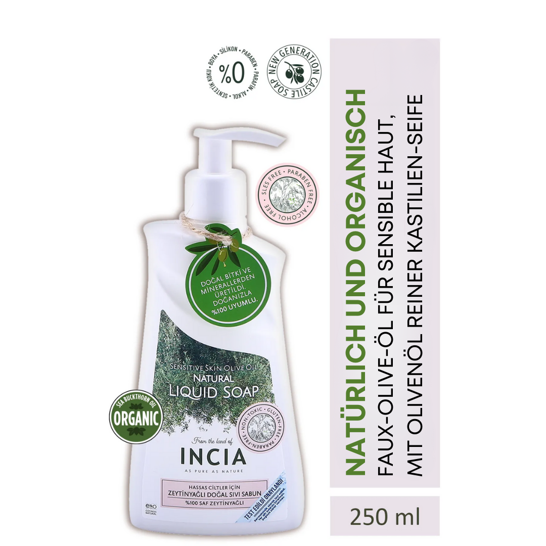Incia Natural Liquid Soap with Olive Oil for Sensitive Skin 250 ml